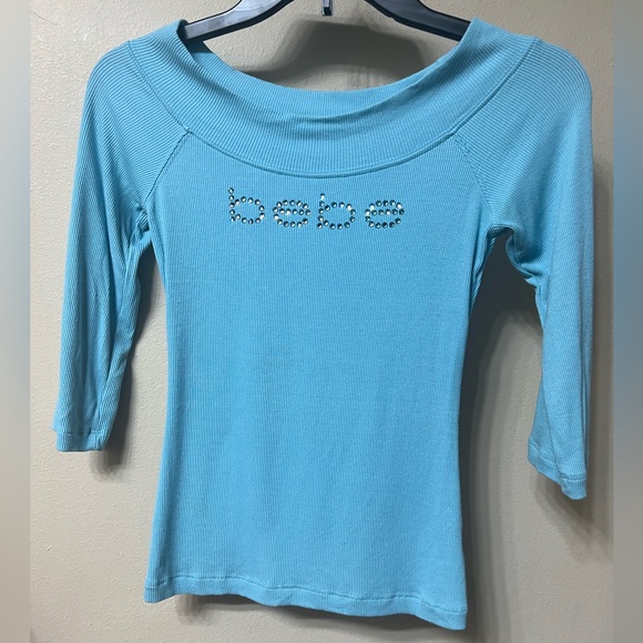 Bebe Logo Top Swarovski Crystals Small Mint Blue - Picture 1 of 4